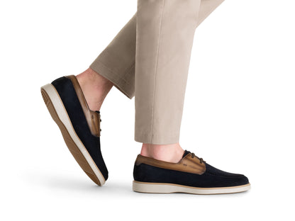 BLUE WITH TAN LACES SUEDE LOAFERS