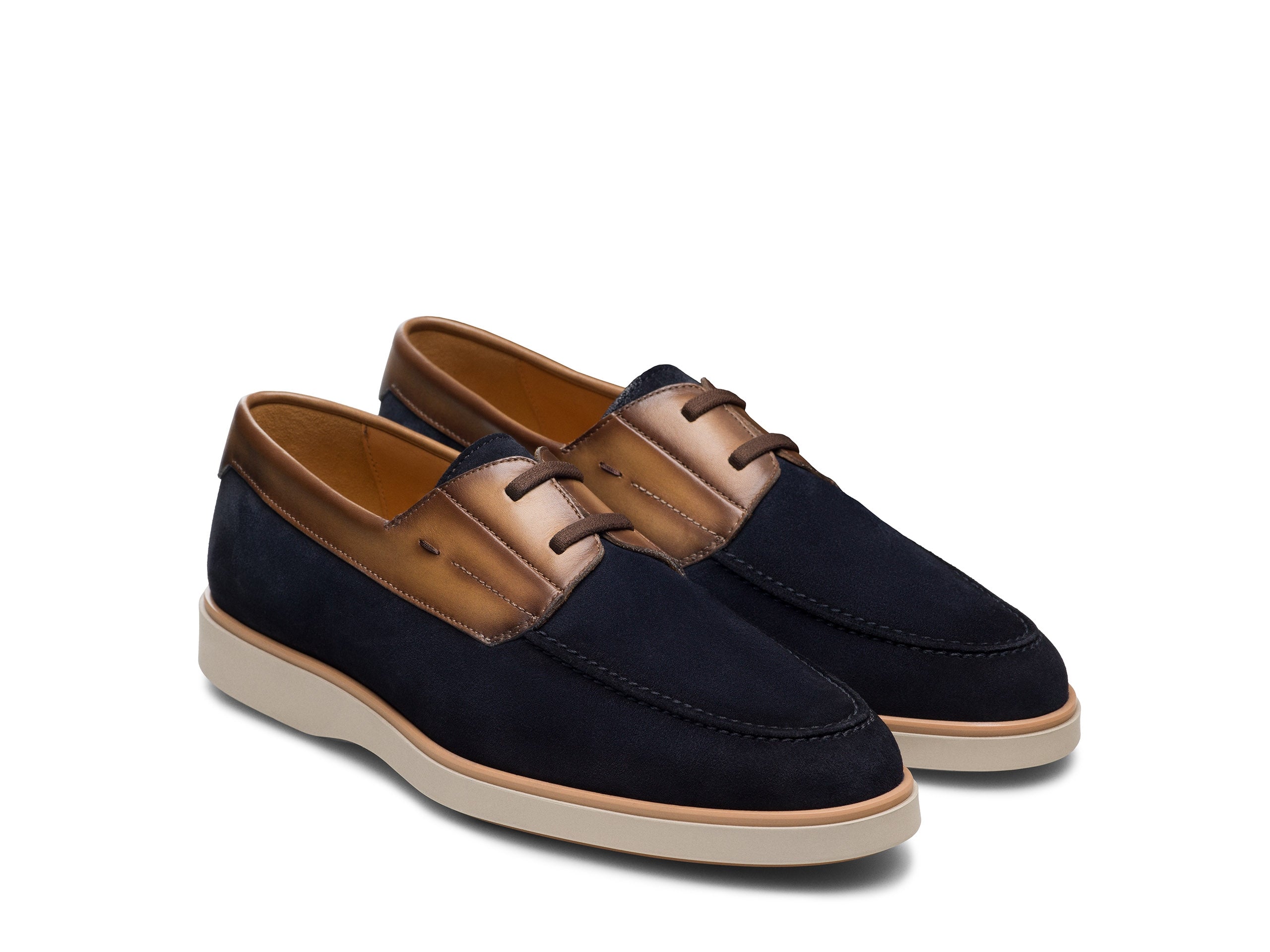 BLUE WITH TAN LACES SUEDE LOAFERS