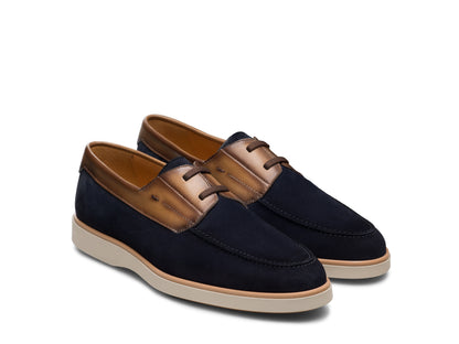 BLUE WITH TAN LACES SUEDE LOAFERS