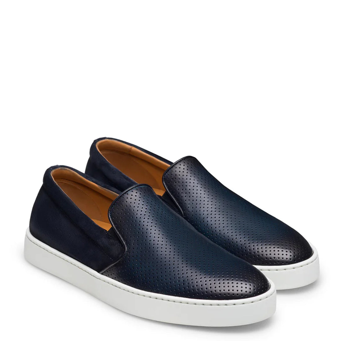 BLUE LEATHER HYBRID ELASTIC LOAFER SNEAKERS