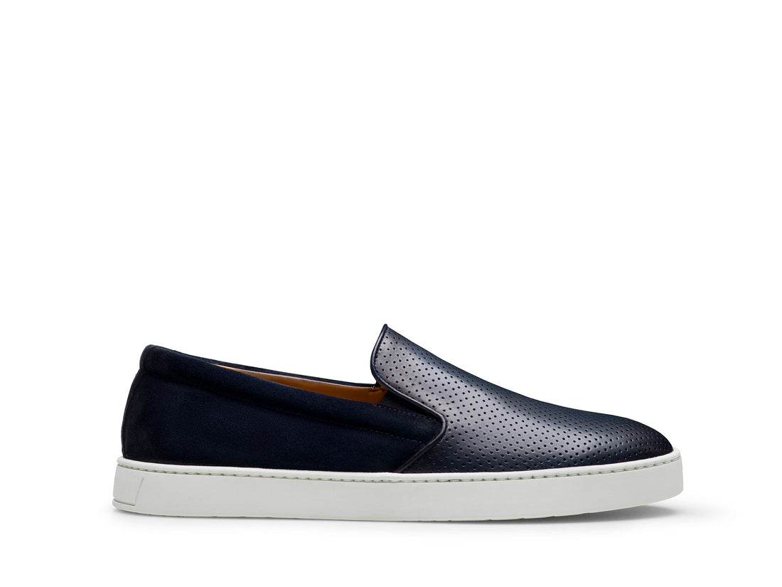 BLUE LEATHER HYBRID ELASTIC LOAFER SNEAKERS