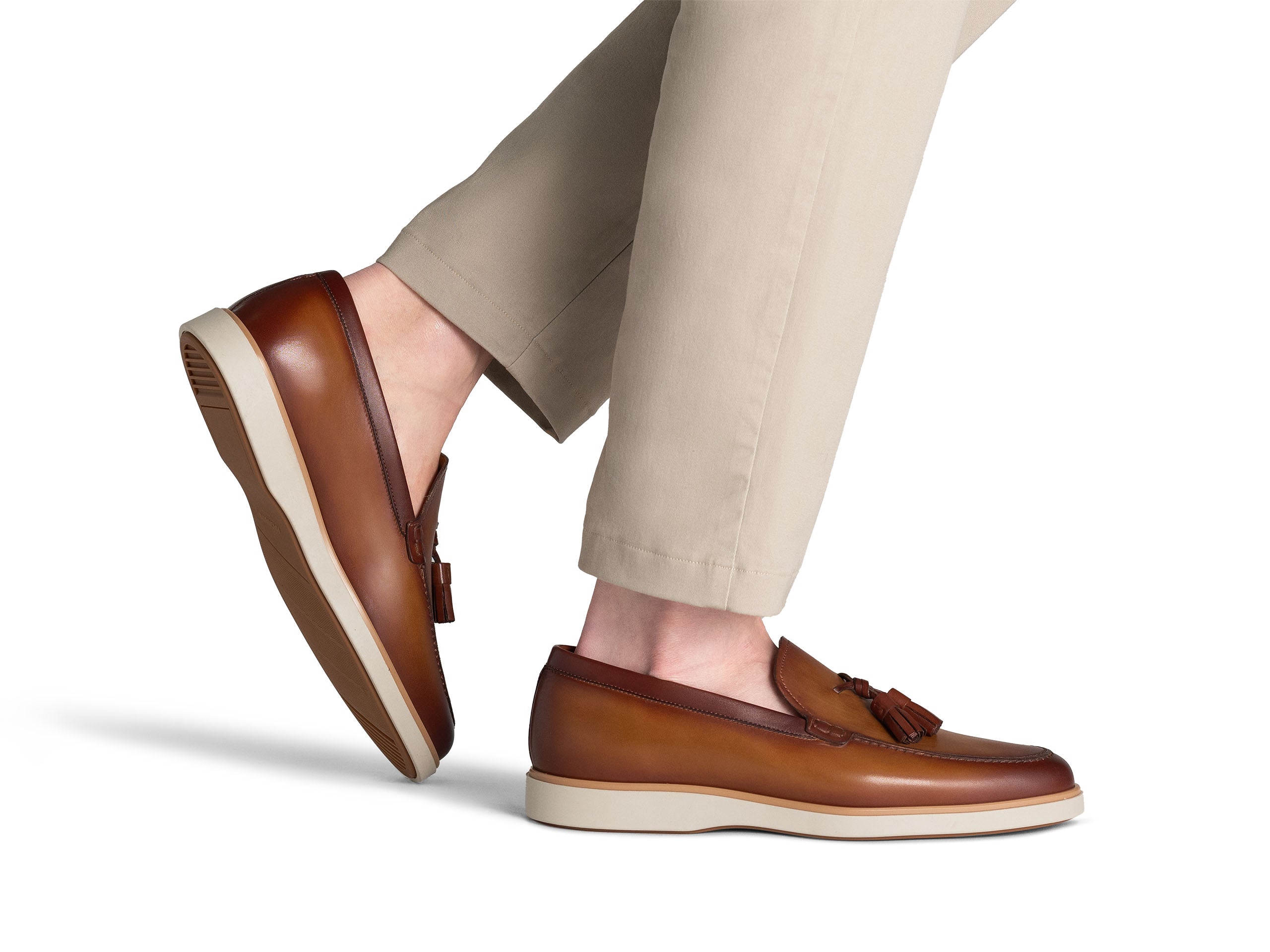TAN BROWN HYBRID TASSEL LOAFERS