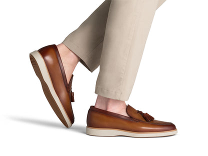 TAN BROWN HYBRID TASSEL LOAFERS