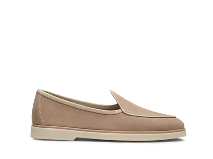 BEIGE SUEDE HYBRID APRON TOE LOAFERS