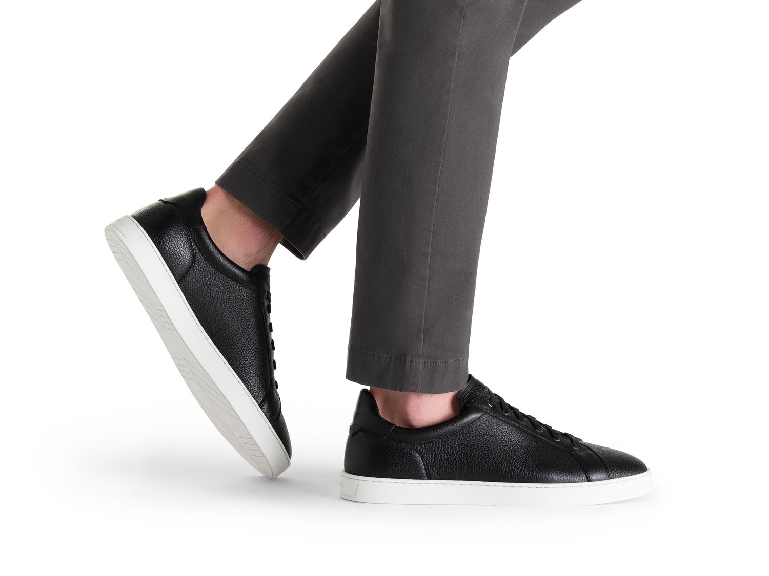 BLACK LEATHER HYBRID ELASTIC LOAFER SNEAKERS