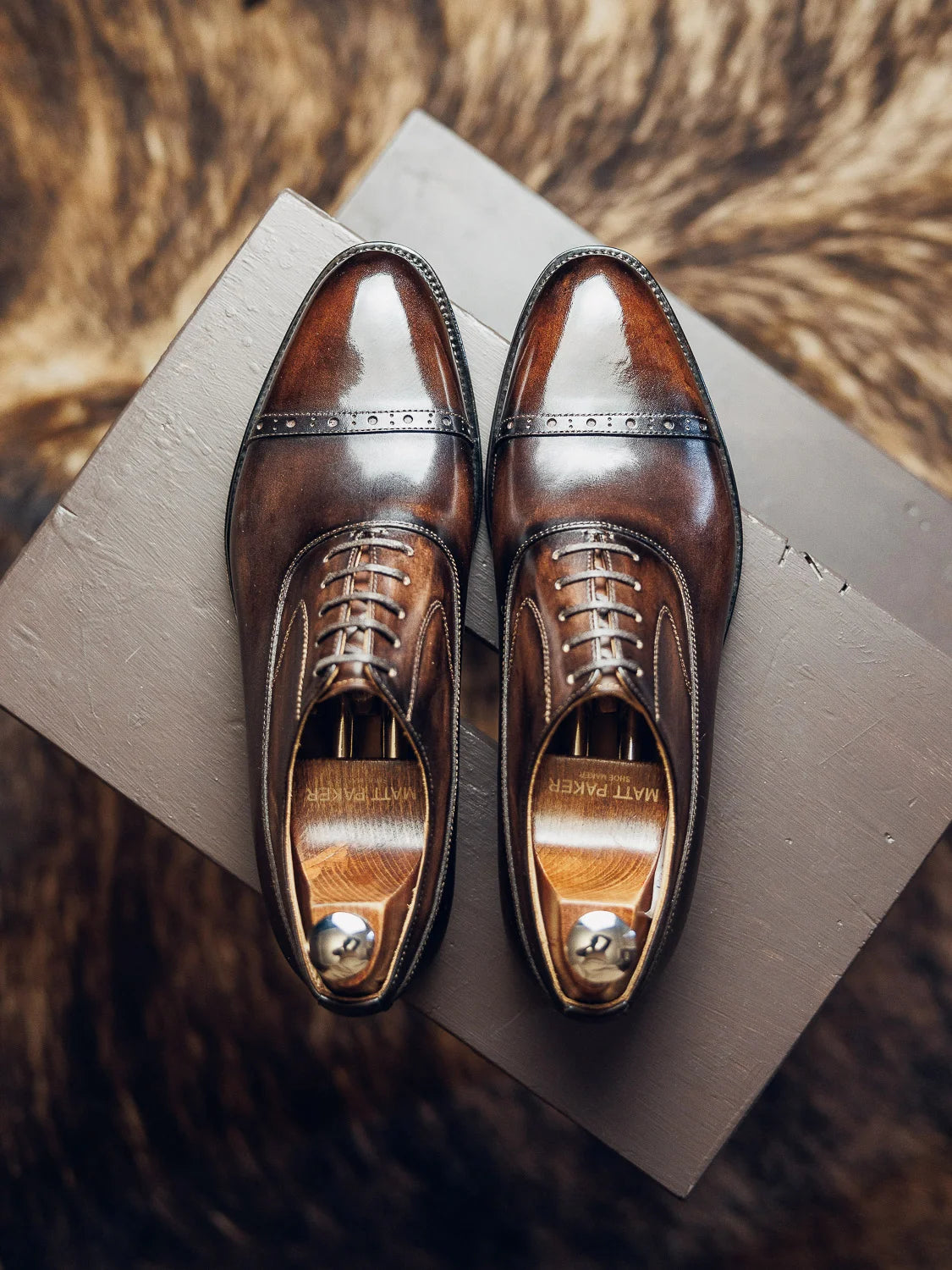 COFFEE CUT-OF TOE OXFORDS | PATINA FINISH