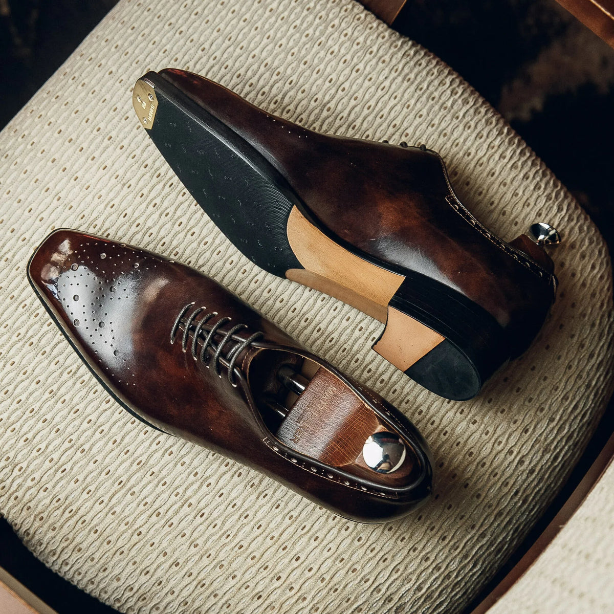 ED167 | DARK BROWN METAL TOE OXFORDS