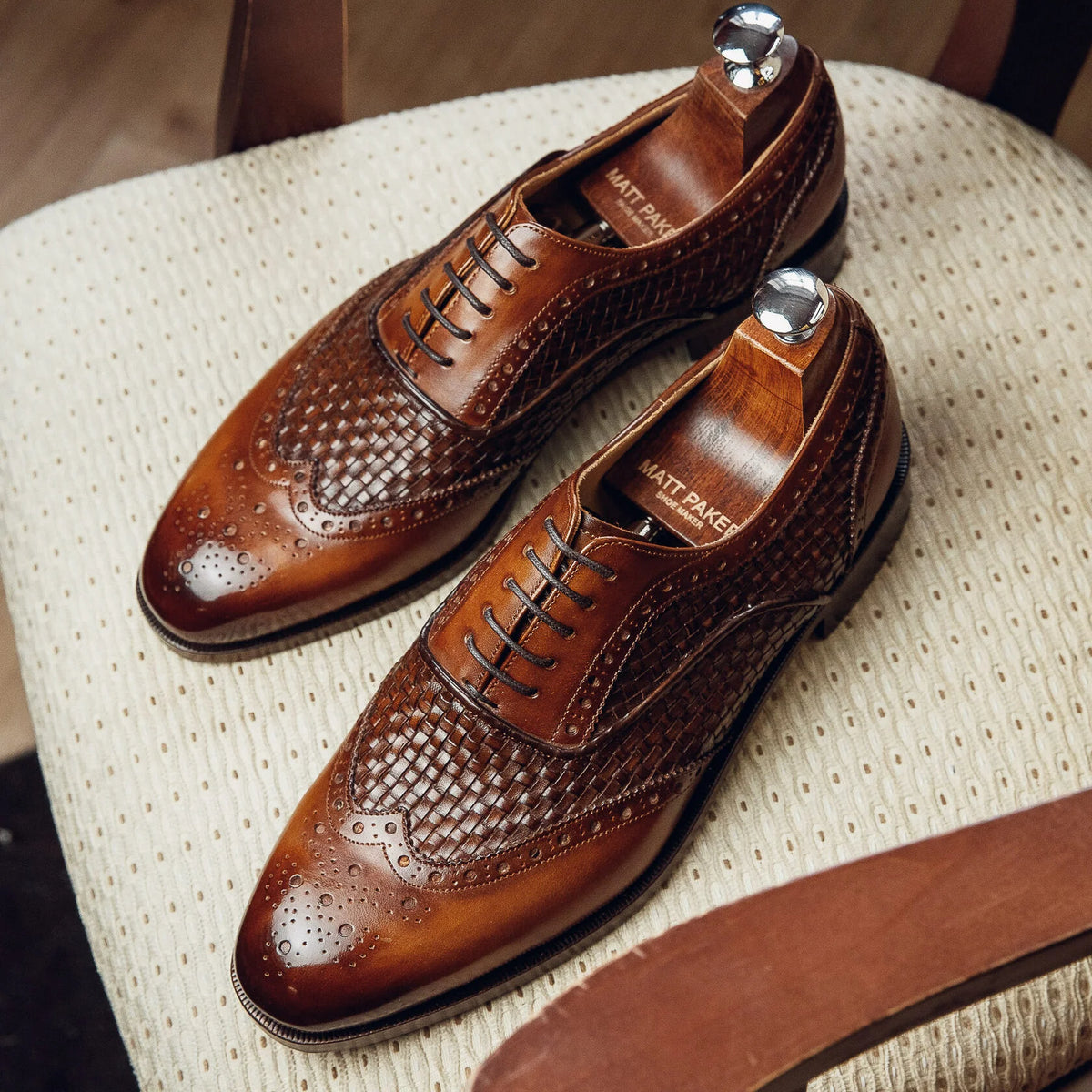 ED162 | BROWN WOVWN BROGUE OXFORDS