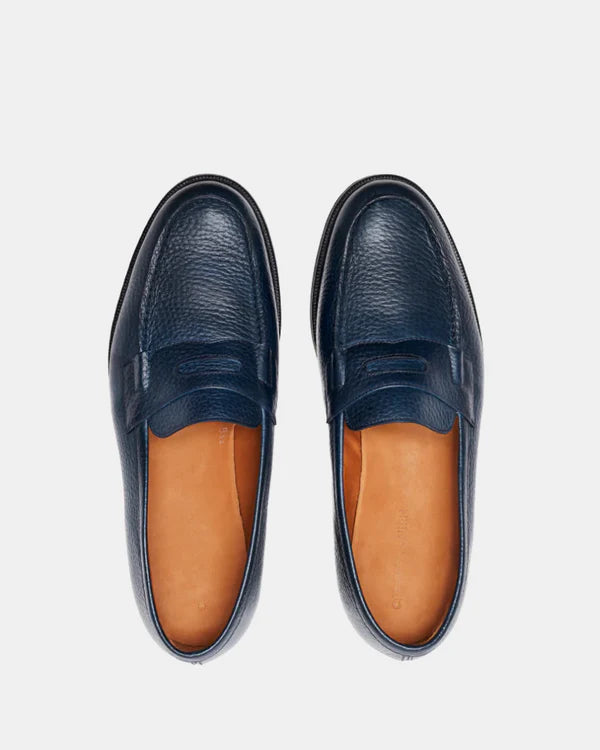 BLUE SOFT LEATHER LOAFERS