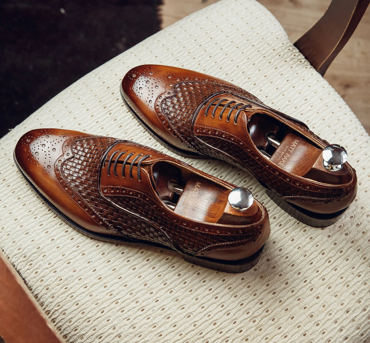 ED162 | BROWN WOVWN BROGUE OXFORDS