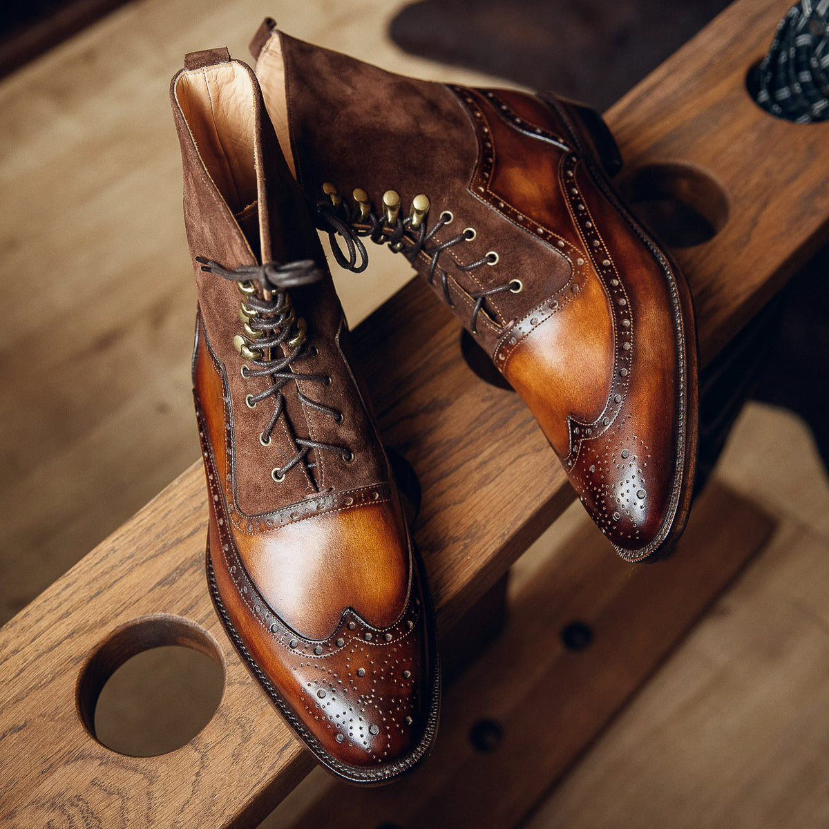 ED217 | BROWN COMBINATION BOOTS