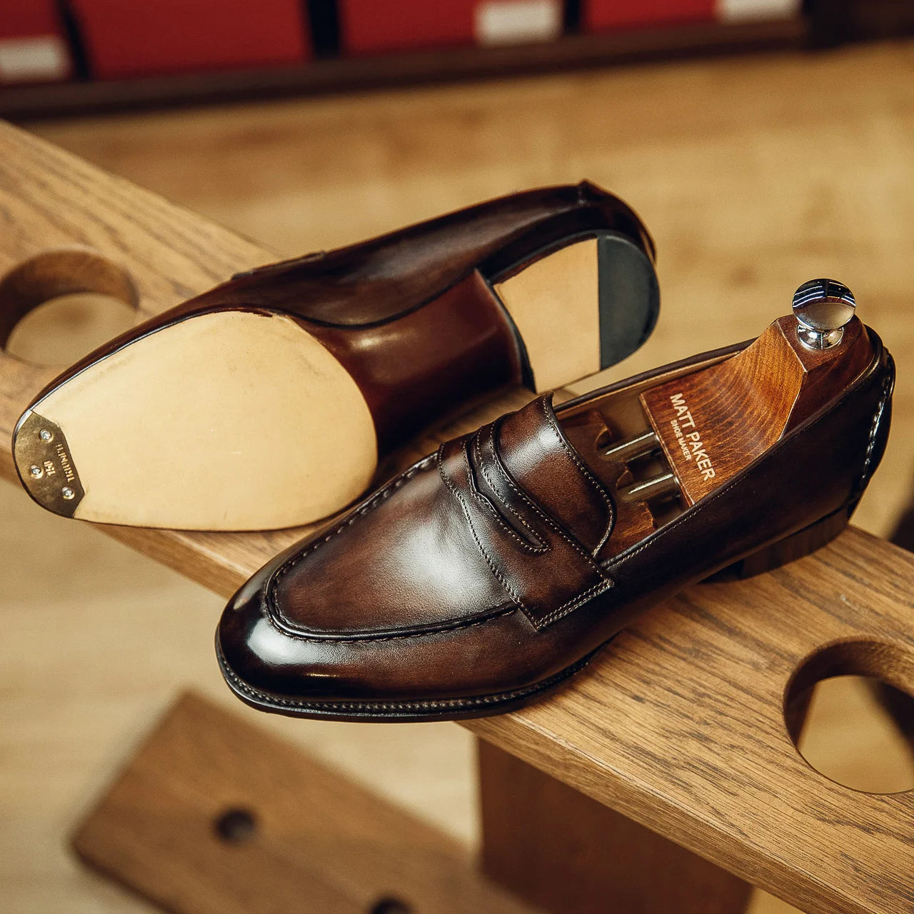 DARK BROWN PENNY LOAFERS | PATINA FINISH