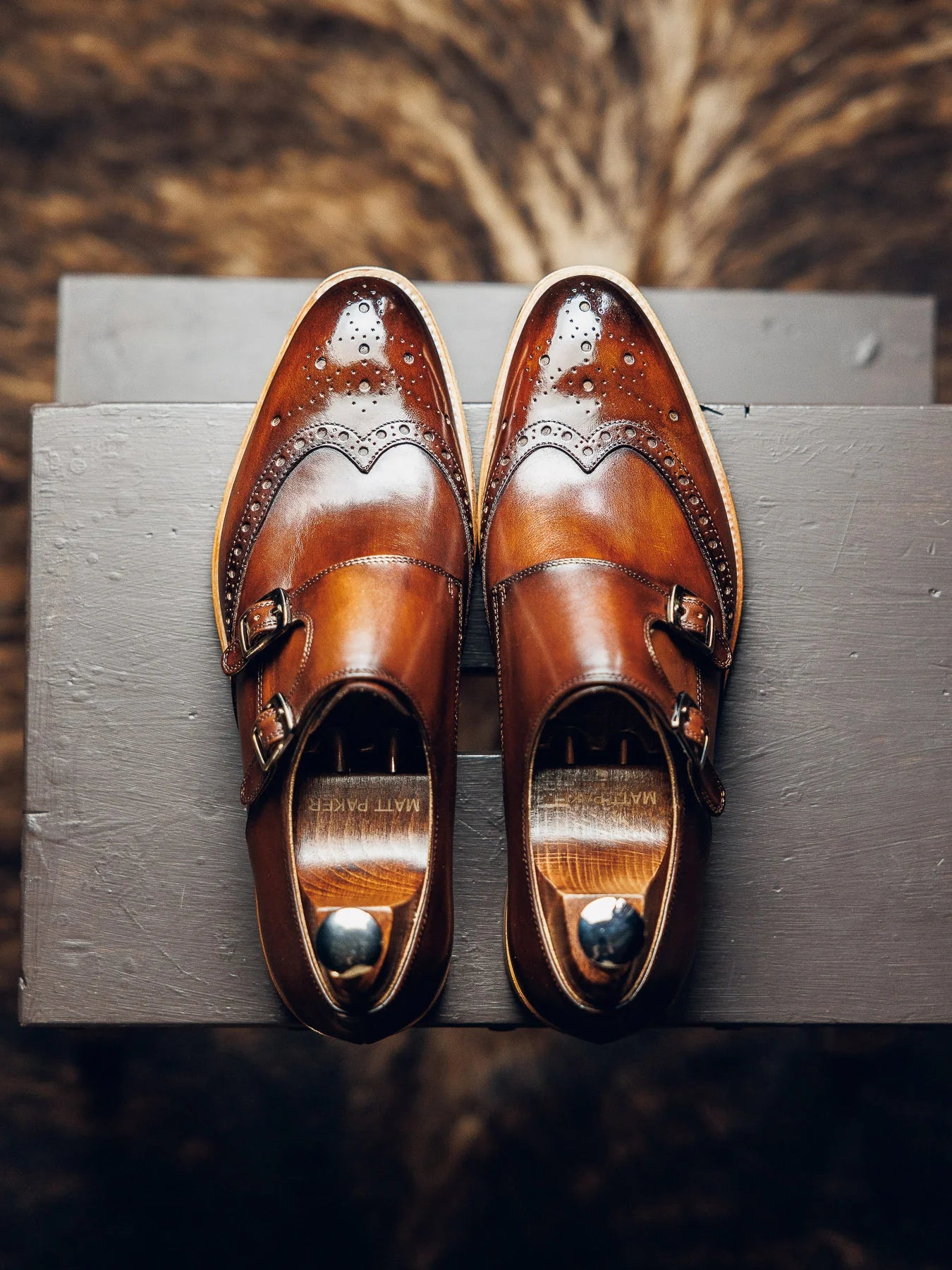 BROWN BROGUE DOUBLE MONK | PATINA FINISH