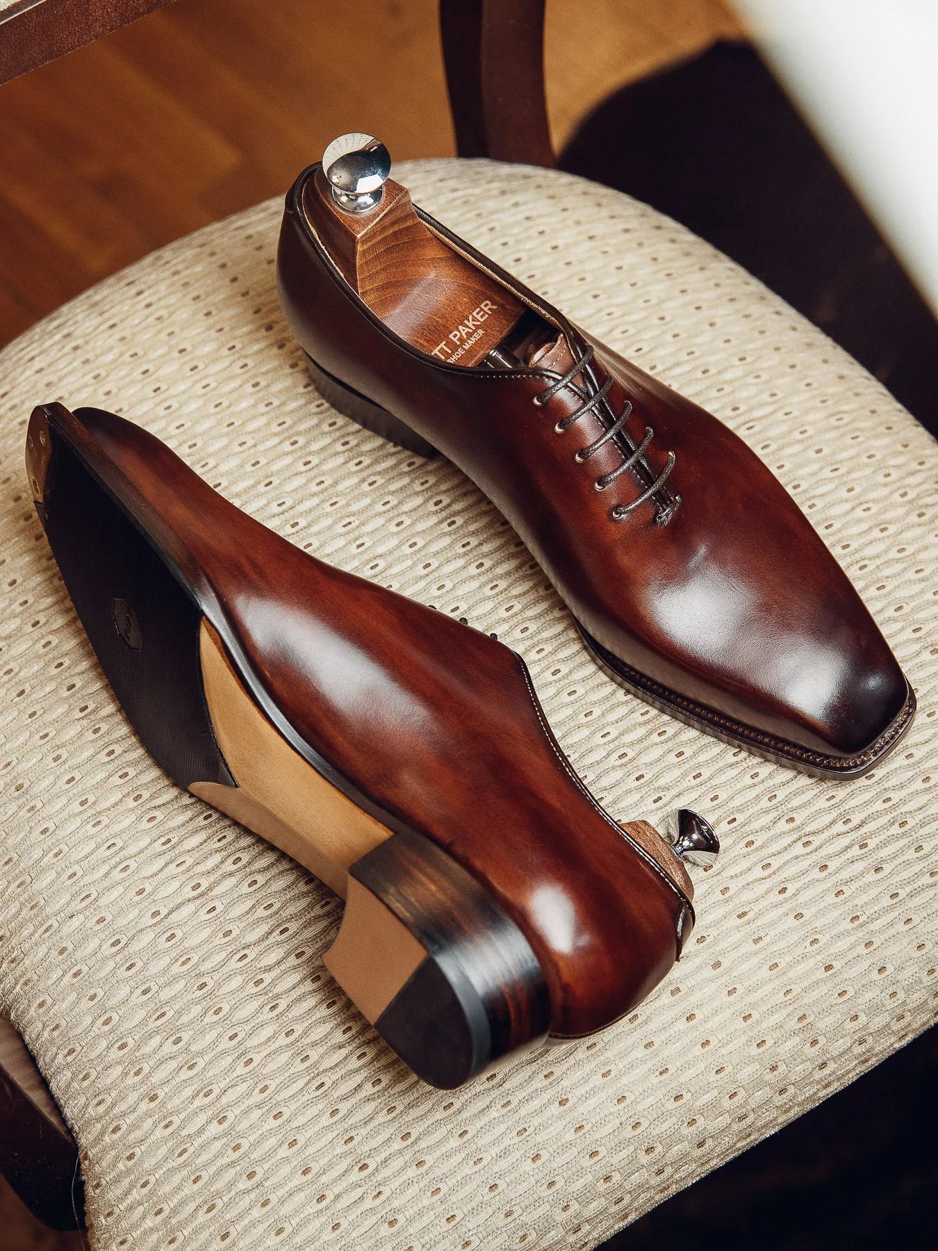 RED BROWN METAL TOE OXFORDS | PATINA FINISH