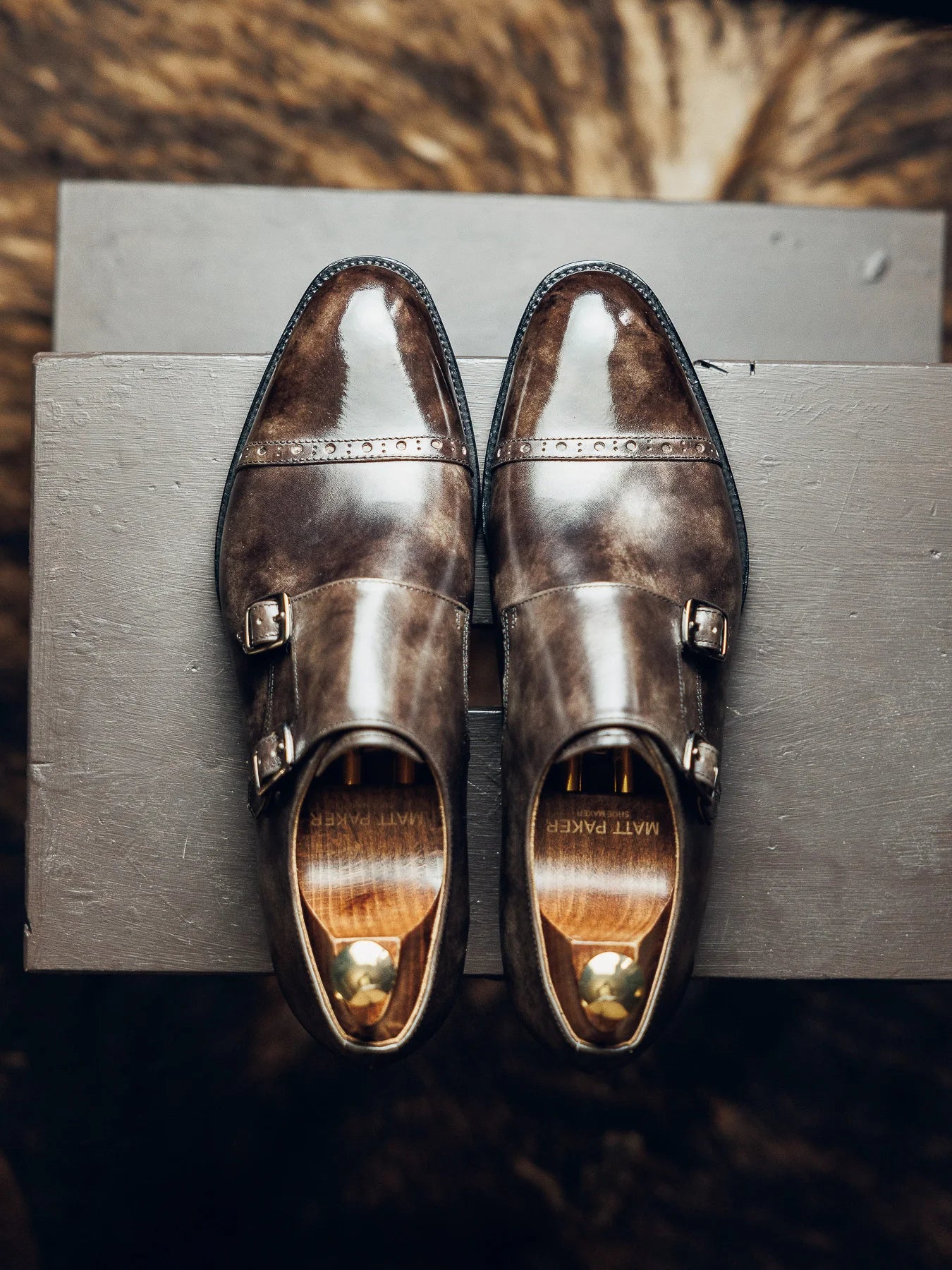 BROWN METAL TOE DOUBLE MONK | PATINA FINISH