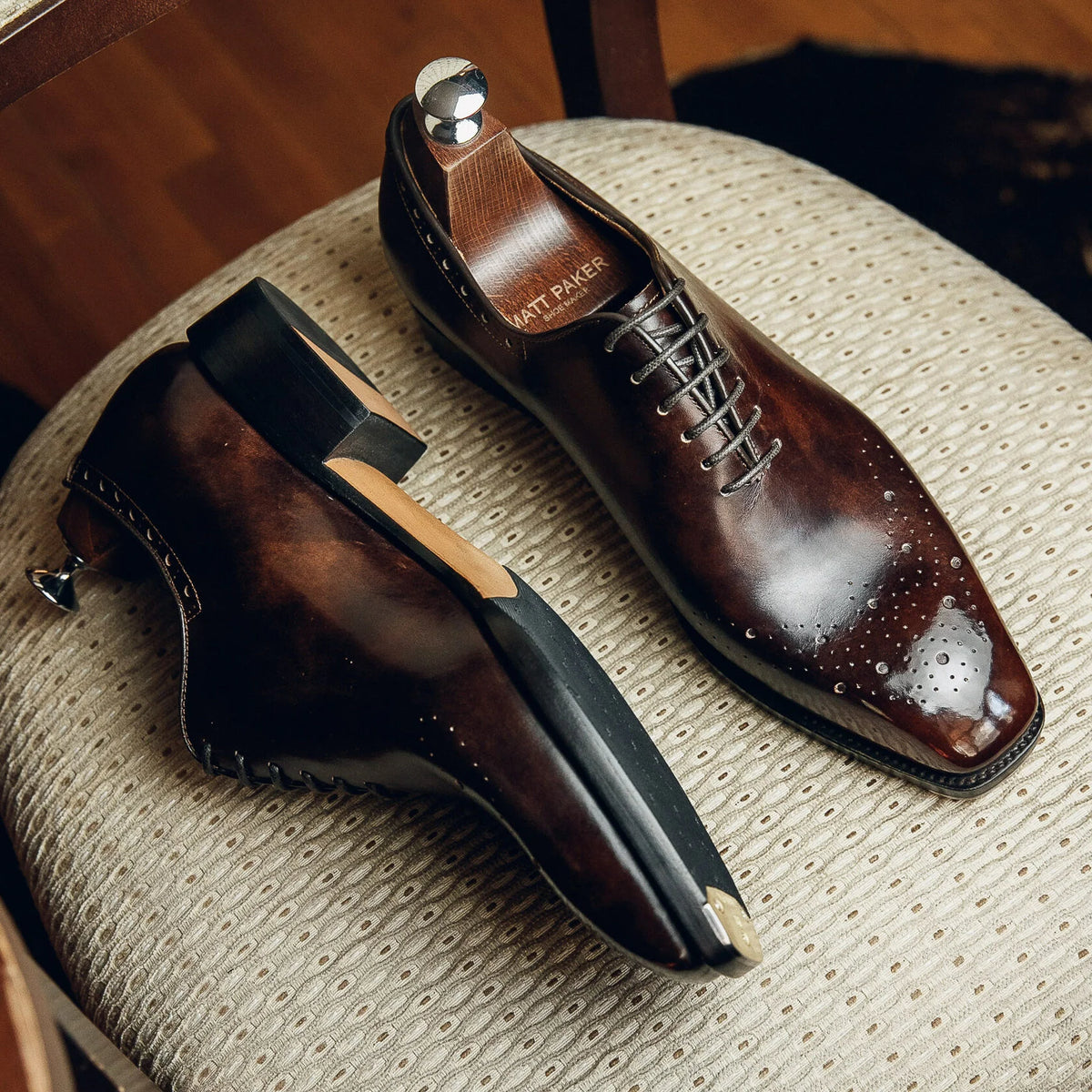 ED167 | DARK BROWN METAL TOE OXFORDS