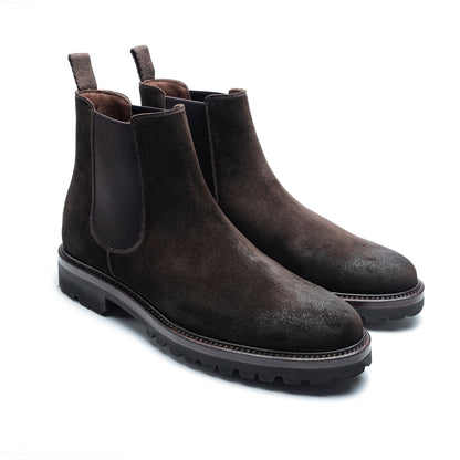 COMFORTABLE | CHOCOLATE SUEDE CHUNKY CHELSEA BOOTS