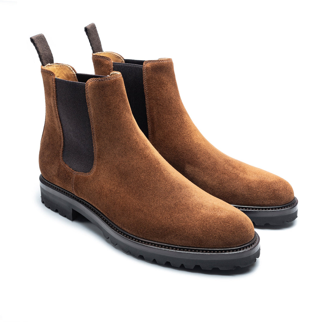 COMFORTABLE | TAN SUEDE CHUNKY CHELSEA BOOTS
