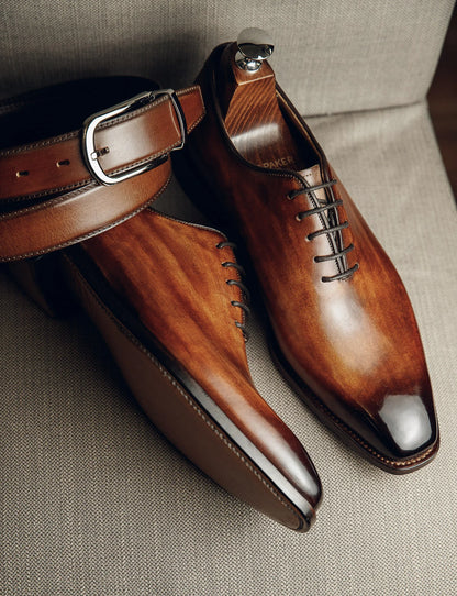 ED172 | COGNAC SQUARE TOE OXFORDS