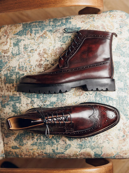 ED189 | BURGUNDY BROGUE BOOTS
