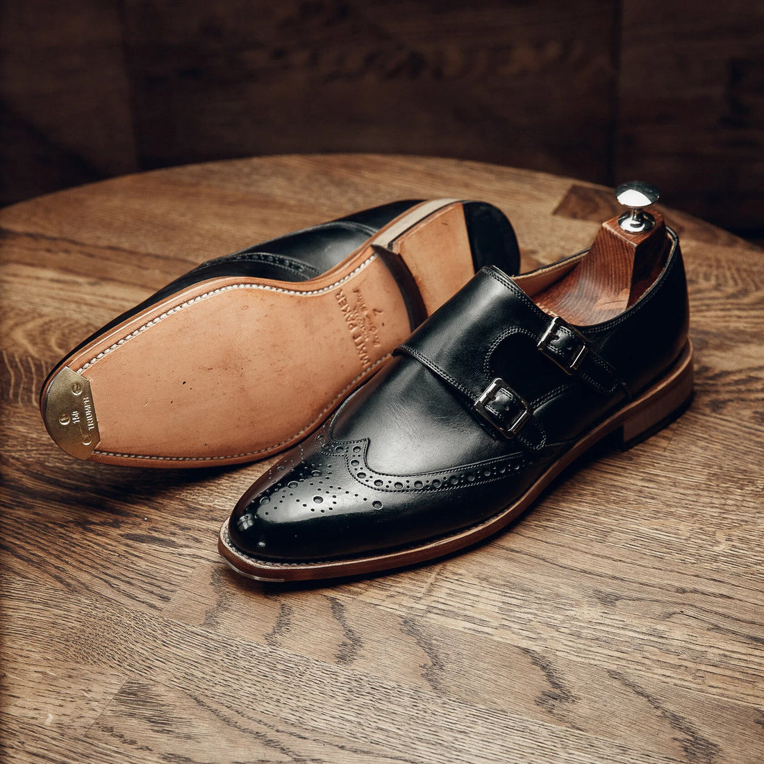 ED153 | BLACK BROGUE DOUBLE MONK