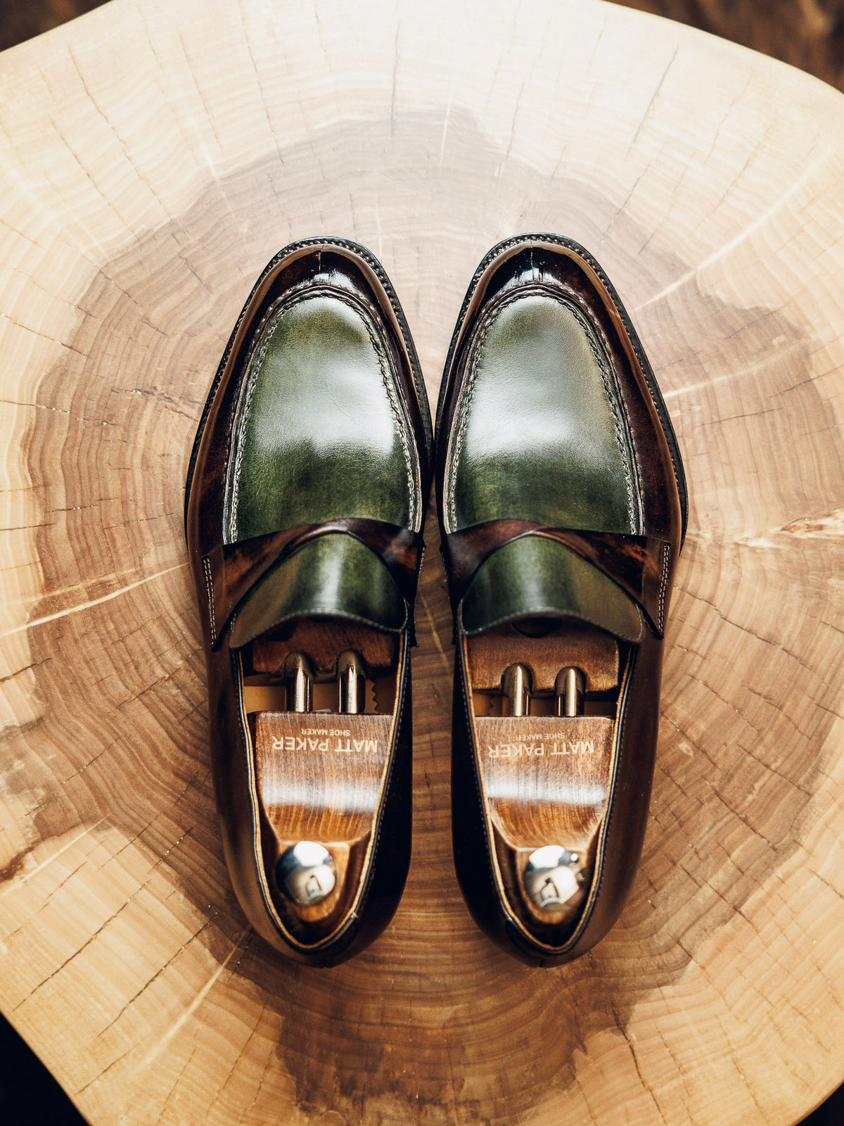 ED151 | GREEN TWISTED PENNY LOAFERS