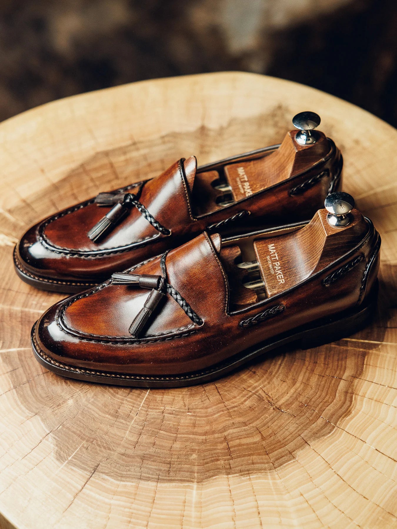 BROWN TASSEL LOAFERS | PATINA FINISH