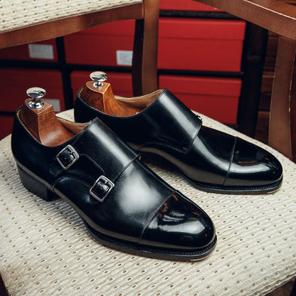 BLACK DOUBLE MONK METAL TOE | PATINA FINISH