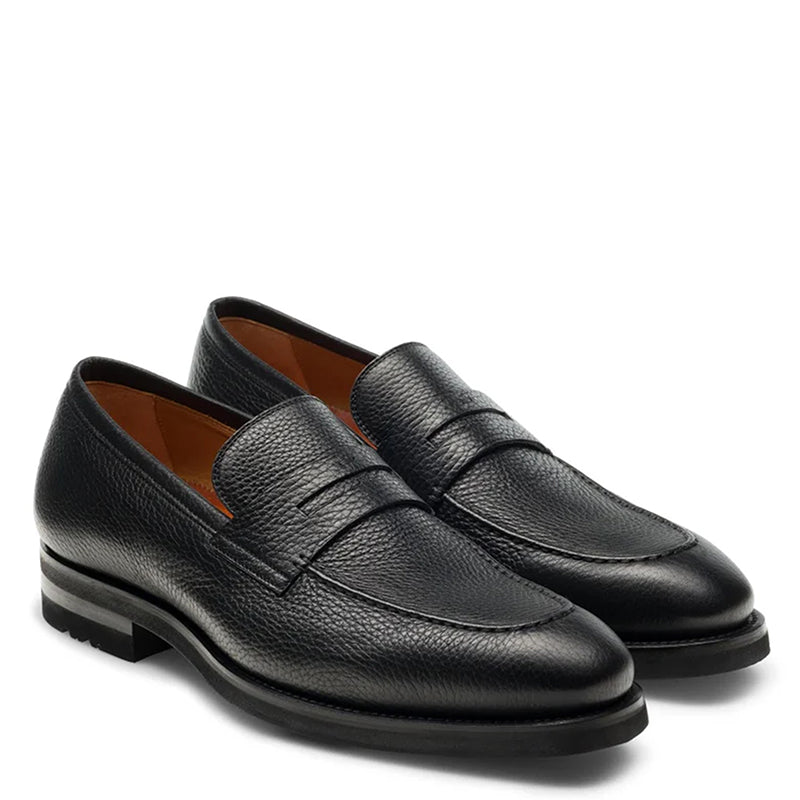 BLACK MILLED LOAFER WITH RUBBER SOLE