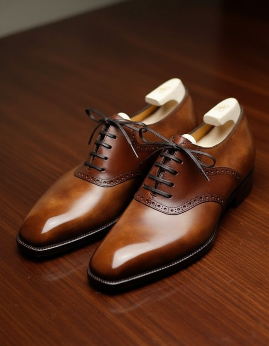 BROWN LEATHER OXFORD WITH FLAT LACES
