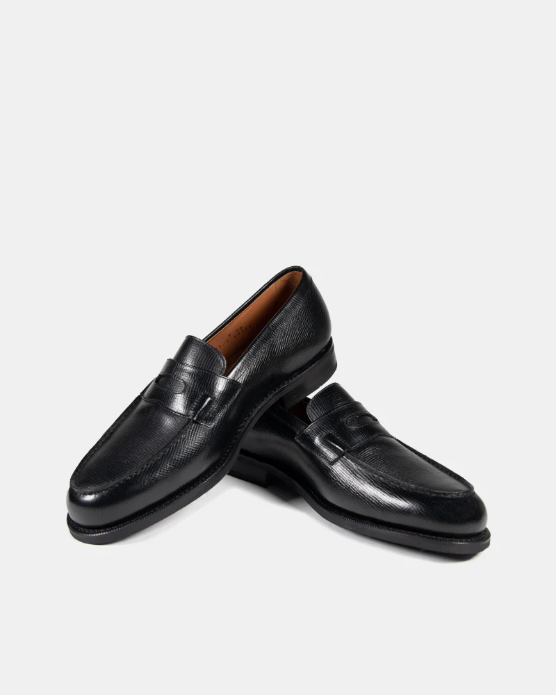 BLACK MILLED LEATHER. LOAFERS