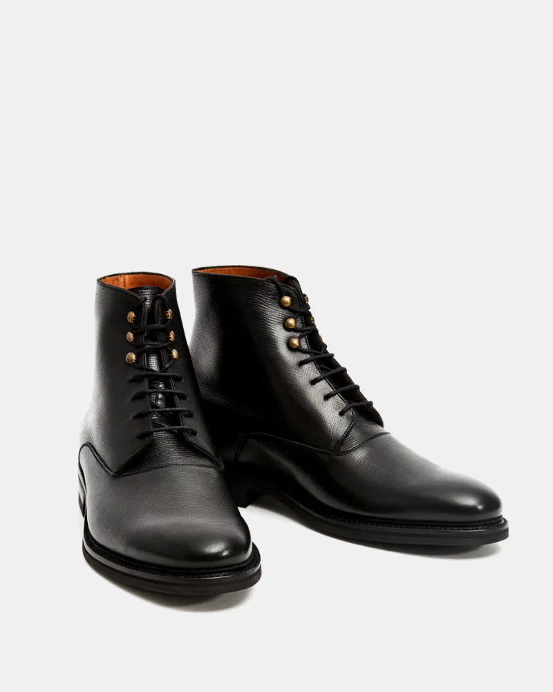 BLACK LACE UP BOOTS | PLAIN TOE