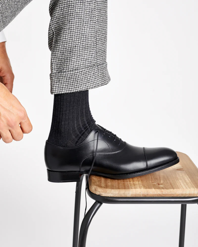 Black Cap Toe Oxford Dress Shoe