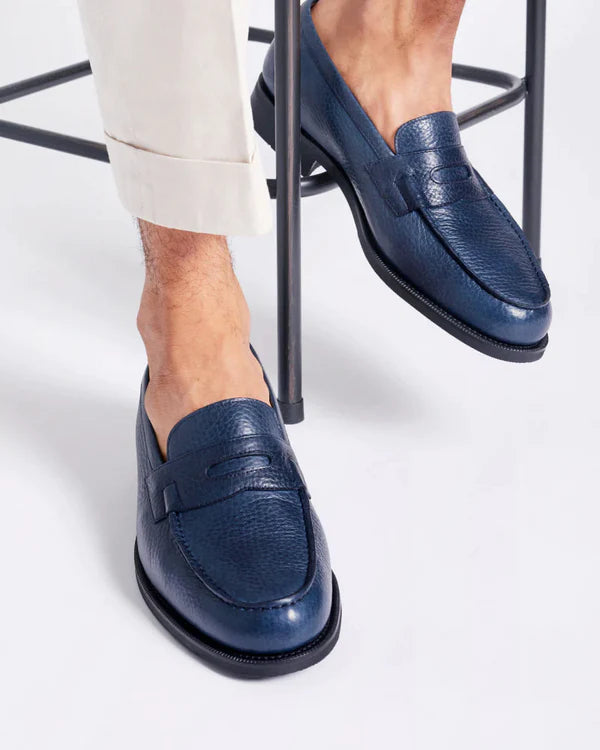 BLUE SOFT LEATHER LOAFERS