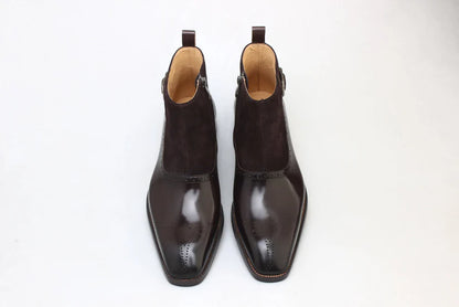 BROWN BUCKLE BOOT WITH SUEDE