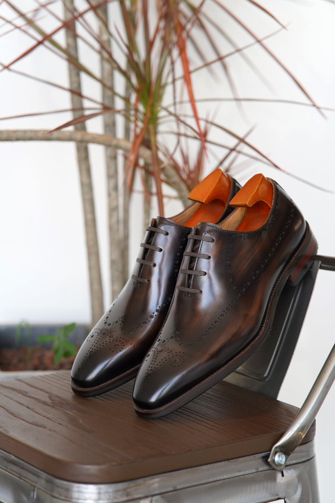 CLASSIC BURNISHED BROWN BROGUE OXFORD LACEUPS