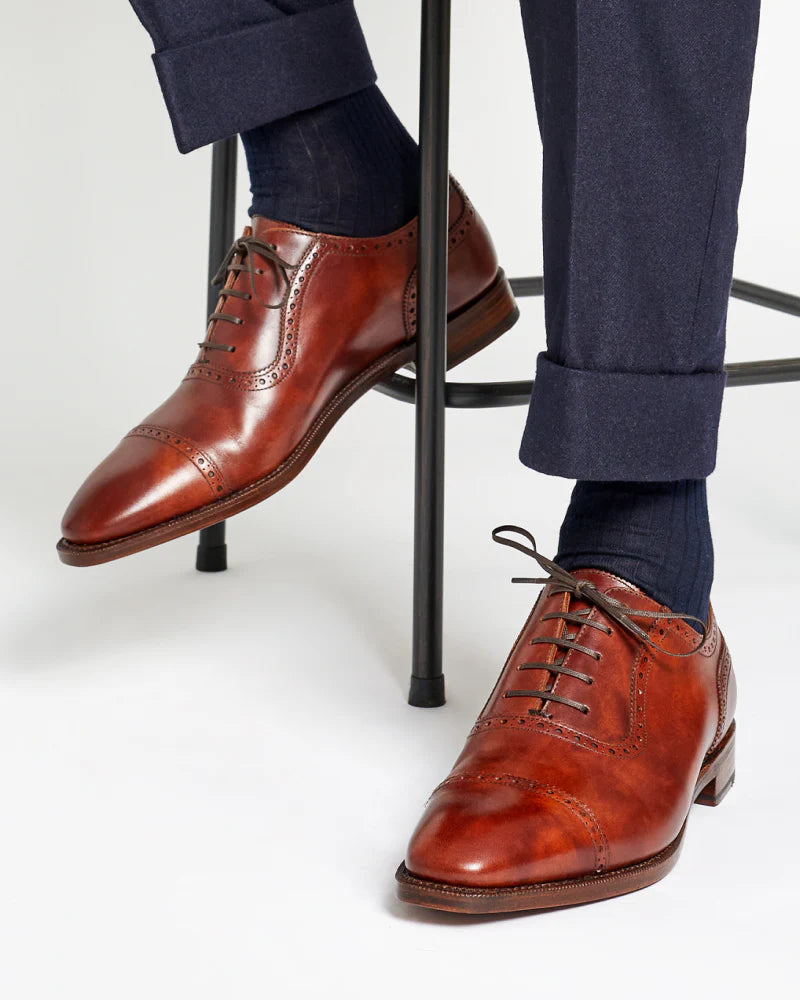 MARCUS| COGNAC BROWN  LEATHER LACE UPS