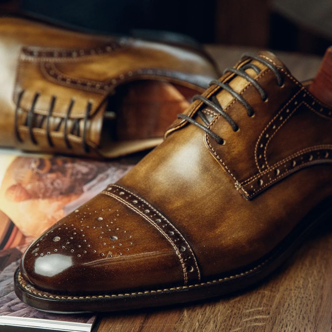 DERBY BROGUES OLIVES | PATINA FINISH