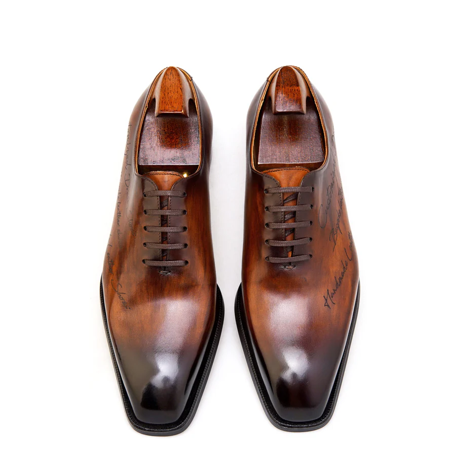 BESPOKE BROWN WITH CUSTOM TEXT | SQUARE TOE COLLECTION