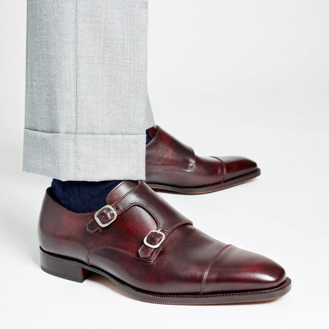 CHERRY LEATHER DOUBLE MONKSTRAPS | THE OFFICE WEAR COLLECTION
