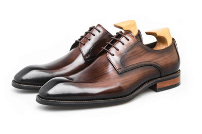 BROWN SQUARE TOE LACE UP DERBY