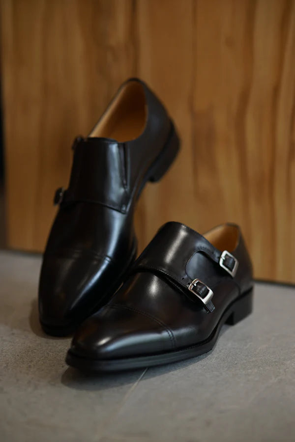 Black slice toe Monkstraps