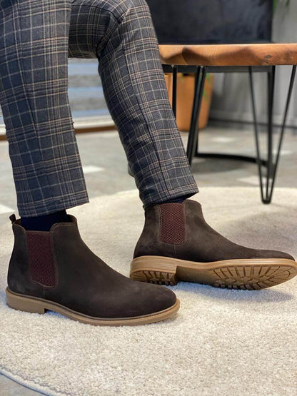 BROWN SUEDE LEATHER CHELSEA BOOTS
