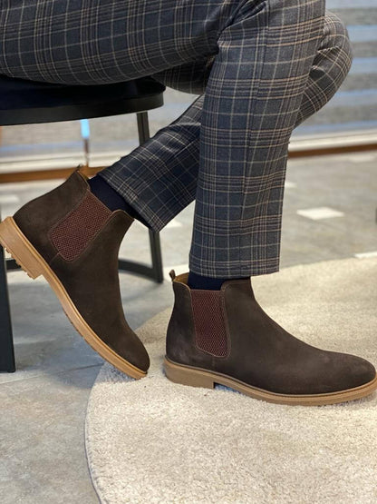 BROWN SUEDE LEATHER CHELSEA BOOTS