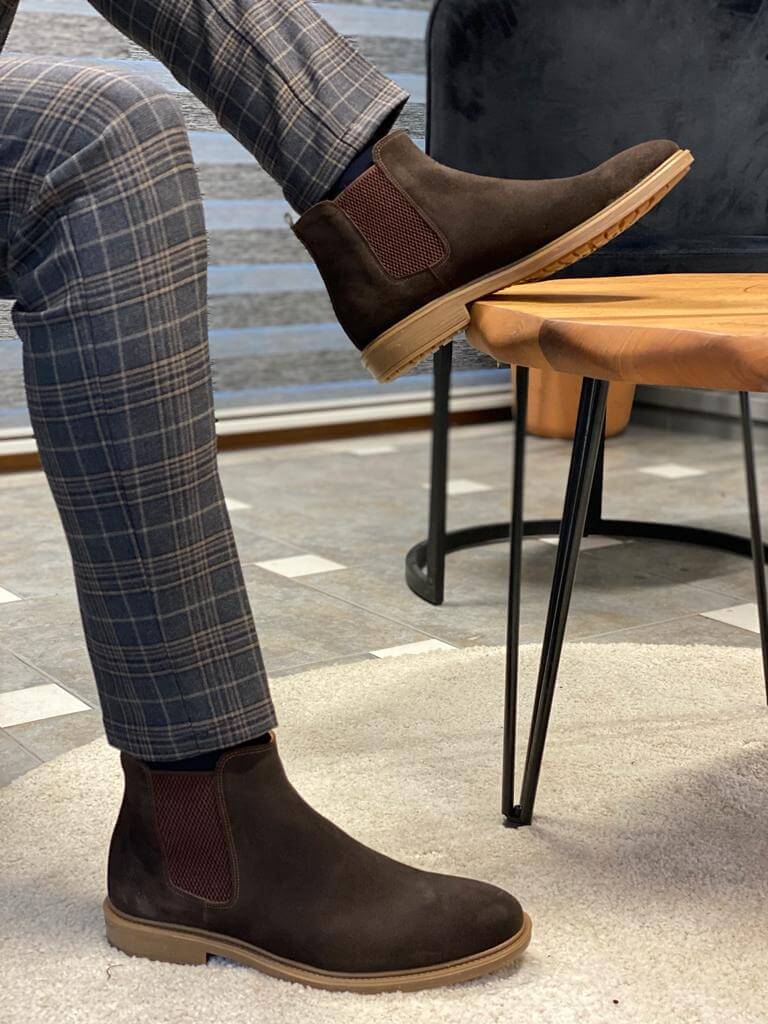 BROWN SUEDE LEATHER CHELSEA BOOTS