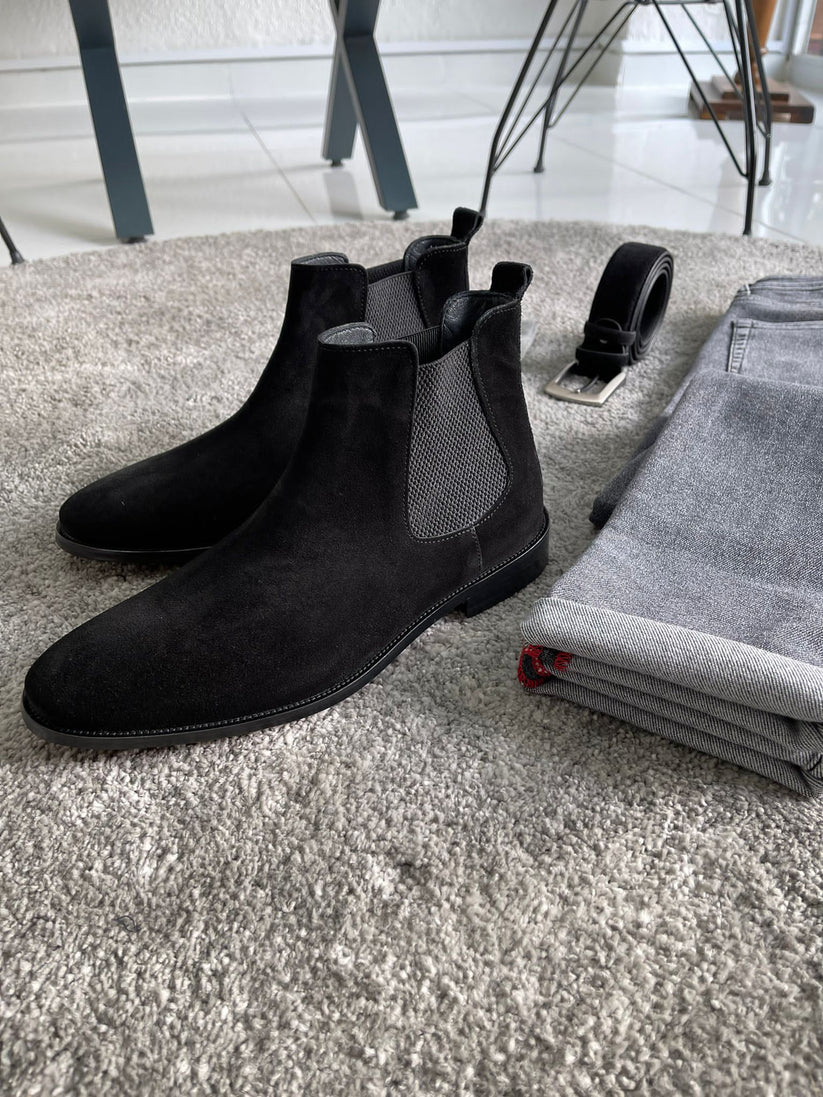 BLACK SUEDE CHELSEA BOOT