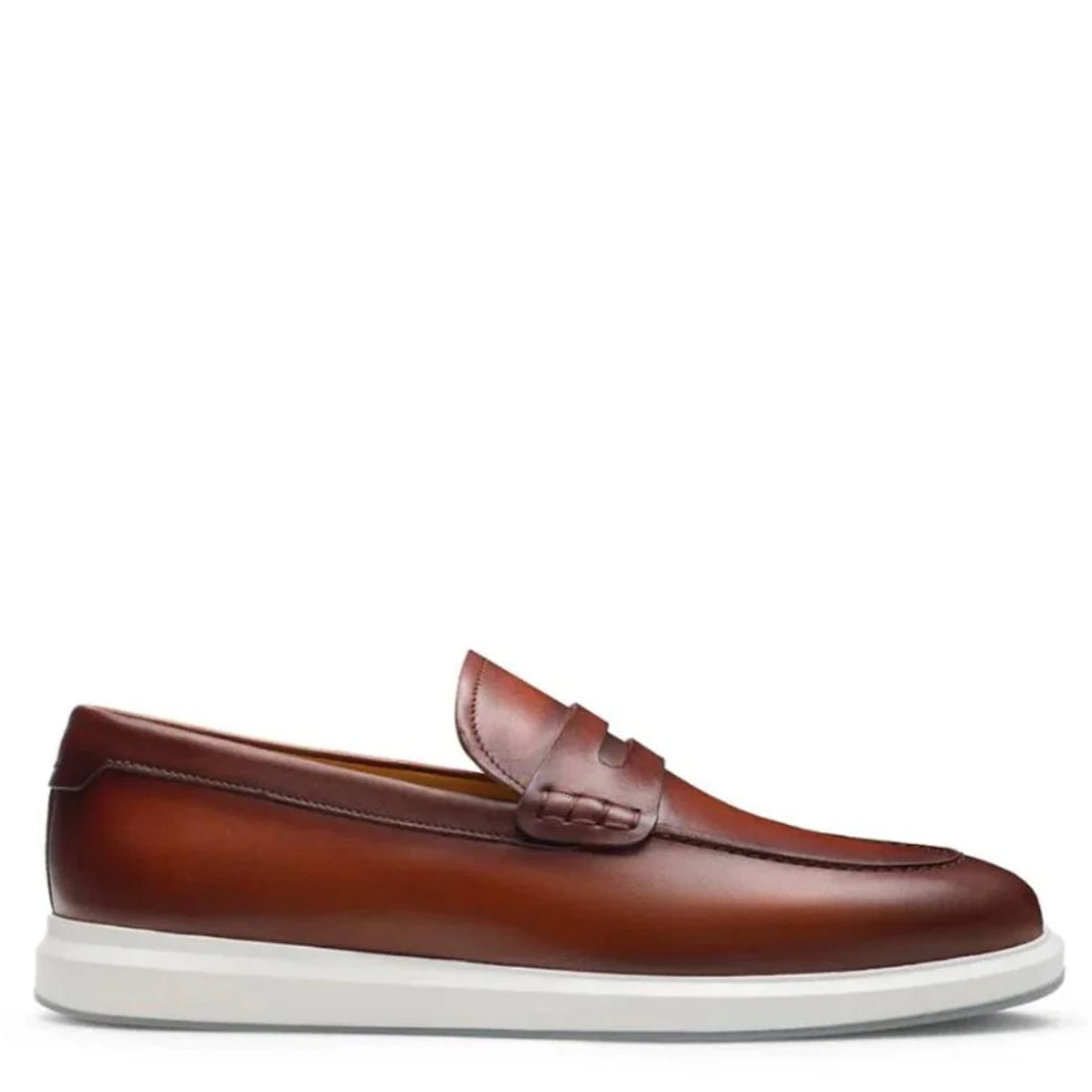 BROWN COGNAC LEATHER HYBRID PENNY LOAFERS