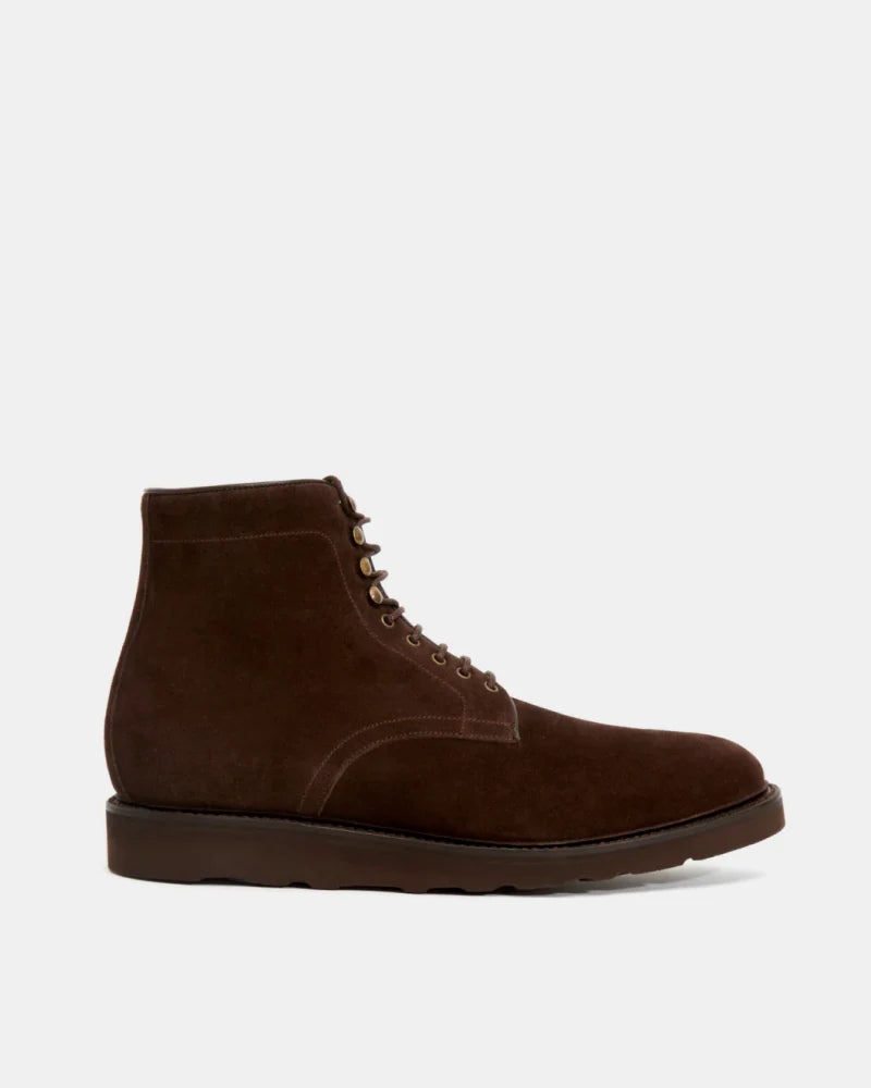 BROWN SUEDE UP BOOTS | PLAIN TOE