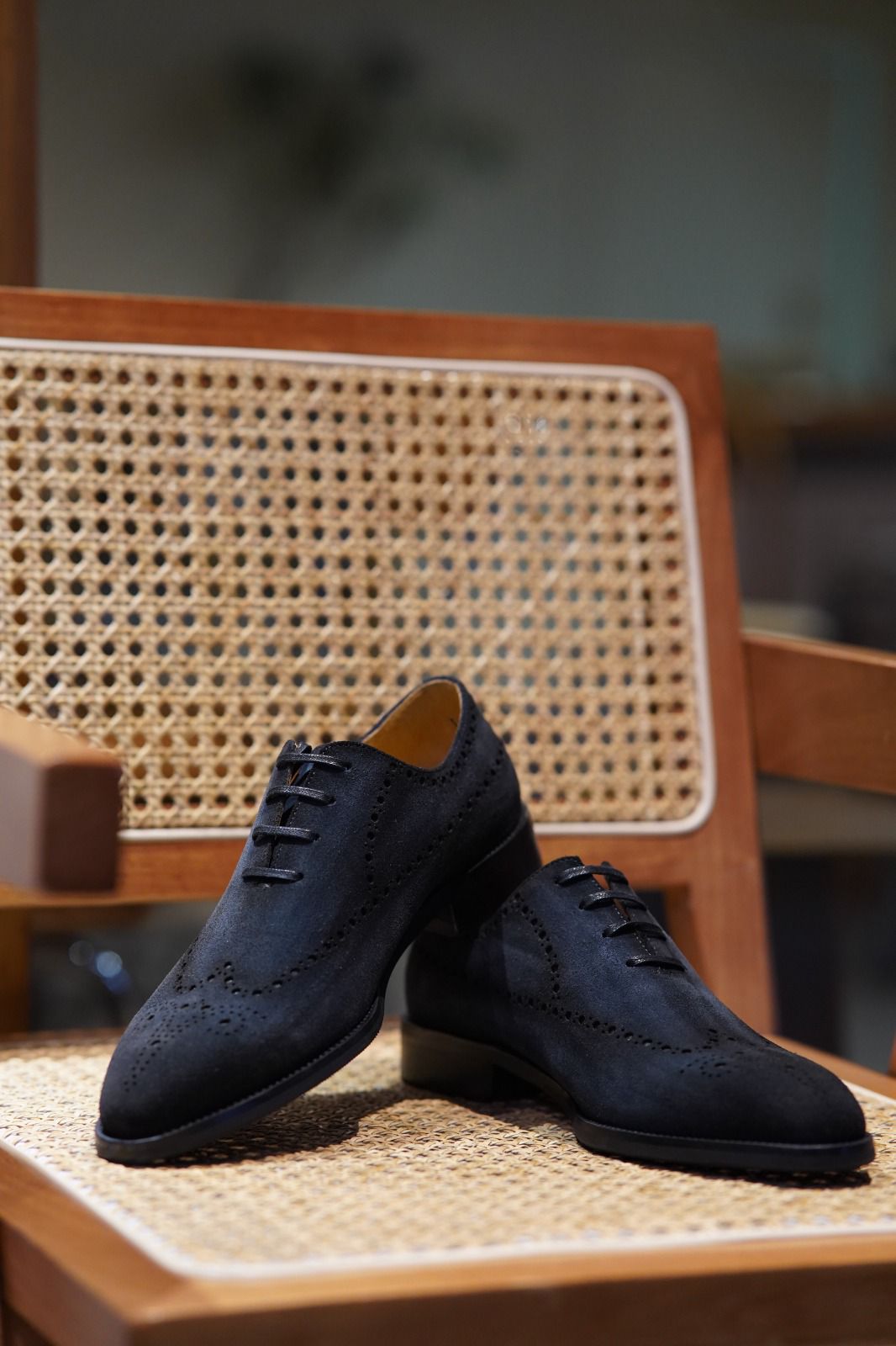 MIDNIGHT NAVY SUEDE WINGTIP BROGUE OXFORDS
