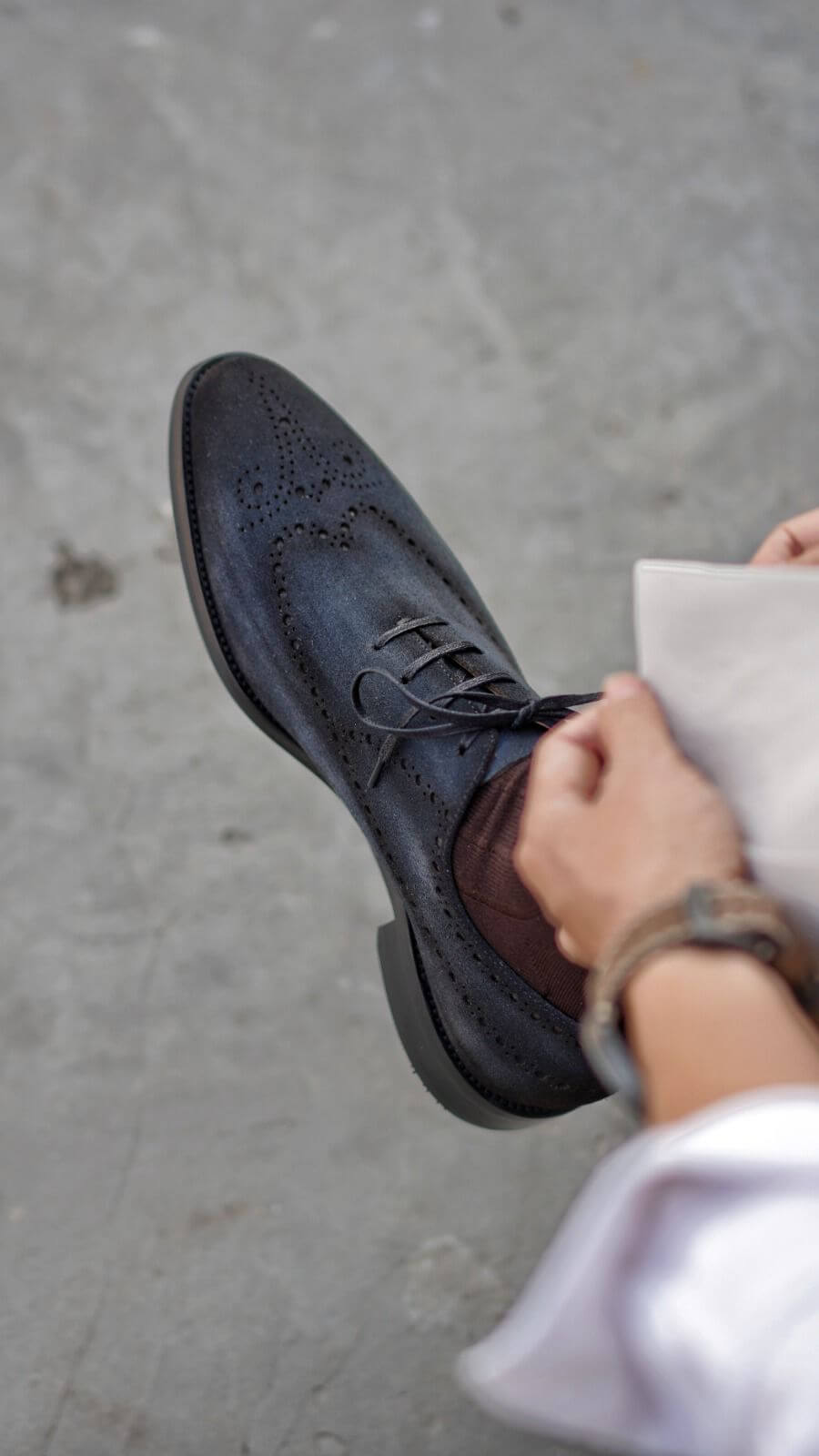 MIDNIGHT NAVY SUEDE WINGTIP BROGUE OXFORDS